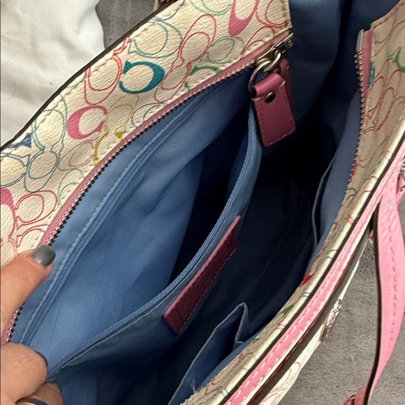 Coach Multicolor Signature Tote with Pink Trim - Picture 6 of 8